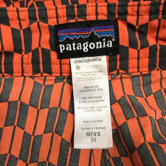 Patagonia Orange/Gray Men’s Swim Board Surfing Shorts 34 - Picture 3 of 5
